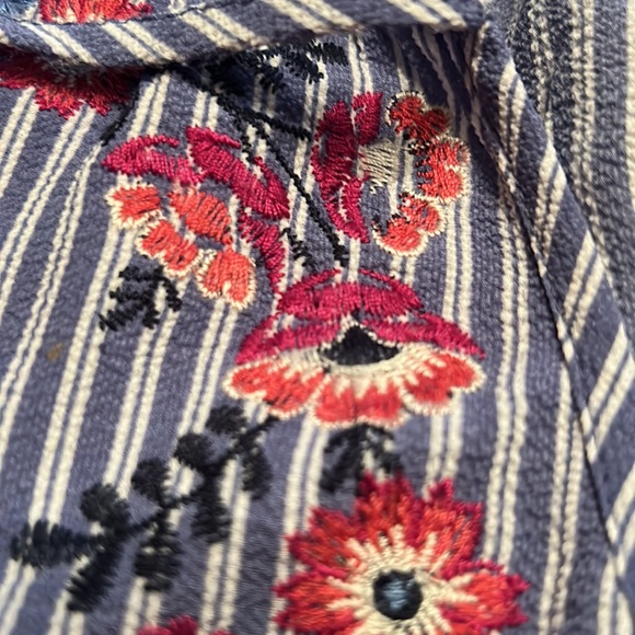 Peasant Top Striped Flowers Size S - Picture 10 of 10